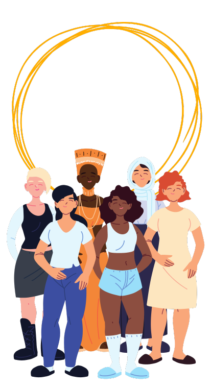 Groep van diverse vrouwen voor een cirkel